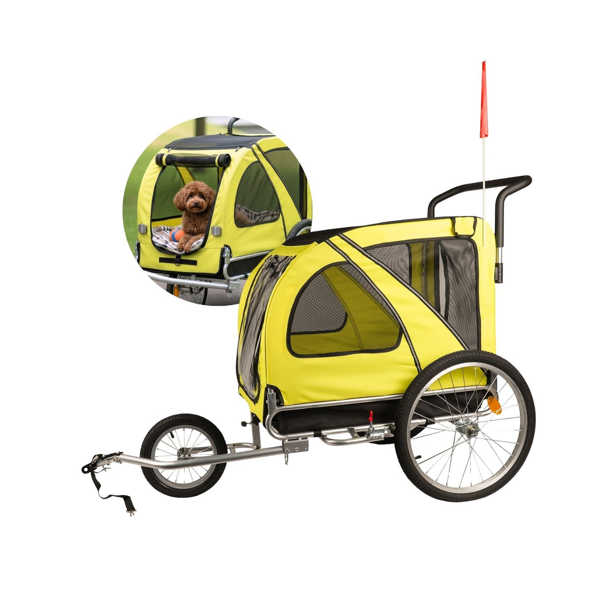 sicherheitsleine für fahrradanhänger Tieranhänger fürs Velo Hunde-Fahrradanhänger Hundejogger Veloanhänger – Color:blue slate/yellow - gloss glossy 4er mülltonnenboxen Fahrrad, Damenrad, F.E.M Tourist,