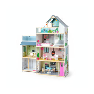 33-tlg. XXL Puppenhaus aus Holz Puppenvilla Spielhaus für Barbies