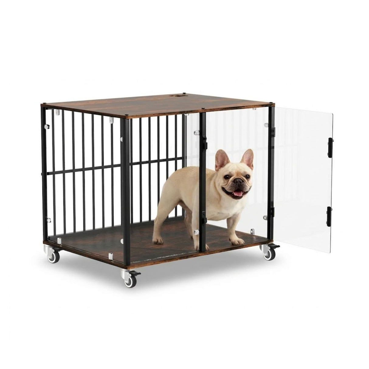 Hundebox Design-Hundekäfig Indoor-Hundehütte Glaskäfig Beistelltisch