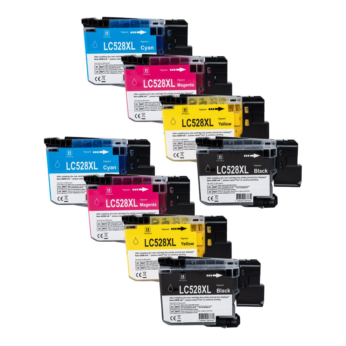 Alternative Tintenpatrone zu Brother LC528 - Black Cyan Yellow Magenta - 8er Set