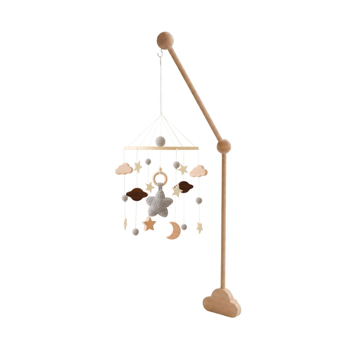 Mobile mit Halterung Stern Grau Babymobile mit Glockenhalter