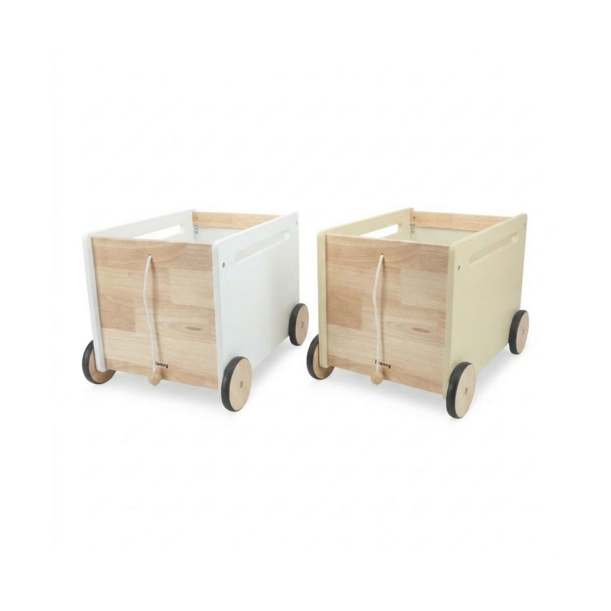 2er-Set Holz-Spielzeugtruhe auf Rollen Bücherkiste Spielzeugkiste