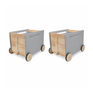 2er-Set Holz-Bücherkiste auf Rollen Spielzeugtruhe Spielzeugkiste