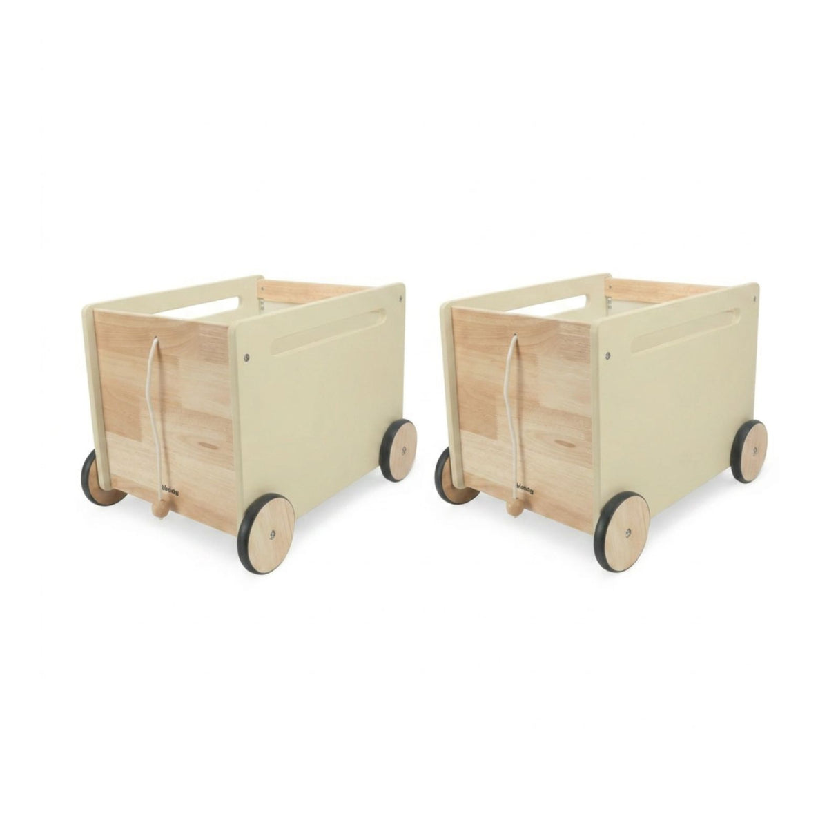 2er-Set Holz-Bücherkiste auf Rollen Spielzeugkiste Spielzeugtruhe