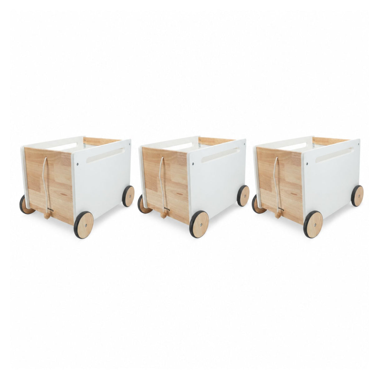 3er-Set Holz-Spielzeugtruhe auf Rollen Bücherkiste Spielzeugkiste