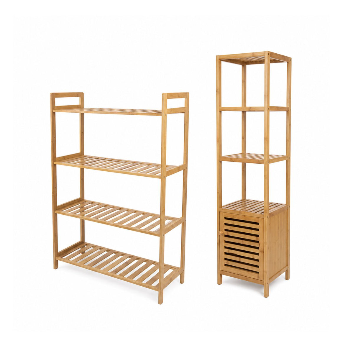 Bambus-Möbel-Set Badregal mit Schrank und Standregal