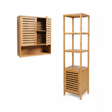 Bambus-Möbel-Set Badregal mit Schrank und Hängeschrank