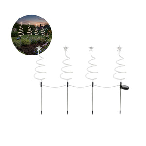 4er-Set LED-Dekoleuchte Gartenbeleuchtung Spiralbaum Solarleuchte