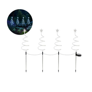 4er-Set LED-Dekoleuchte Solarleuchte Gartenbeleuchtung Spiralbaum
