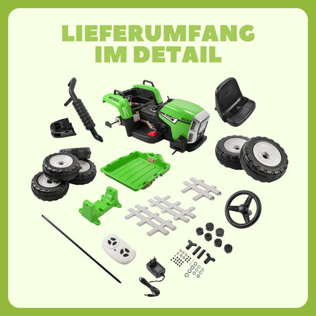 Elektro-Traktor für Kinder Elektroauto mit Anhänger Kinderfahrzeug