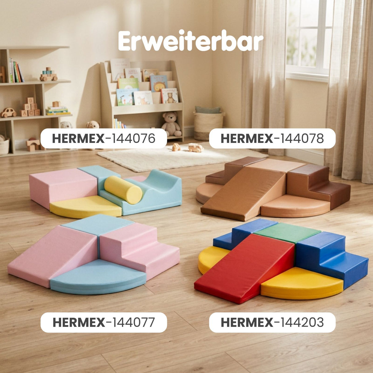 6-tlg. Softbausteinset Eckkletterer für Kinder Softplay-Bausteine