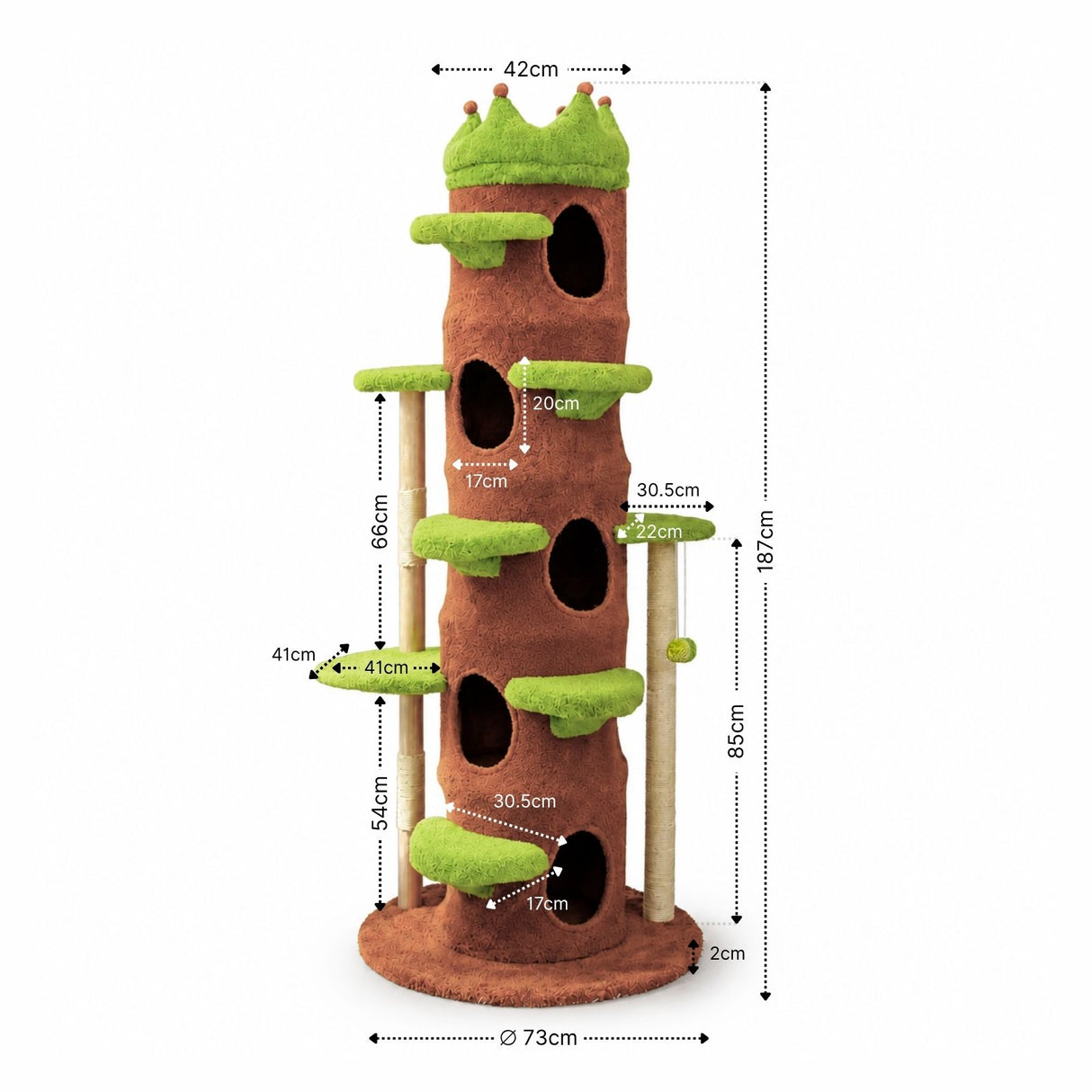 Kratzbaum mit Höhlen und Krone Katzenbaum Kratzmöbel Kletterbaum