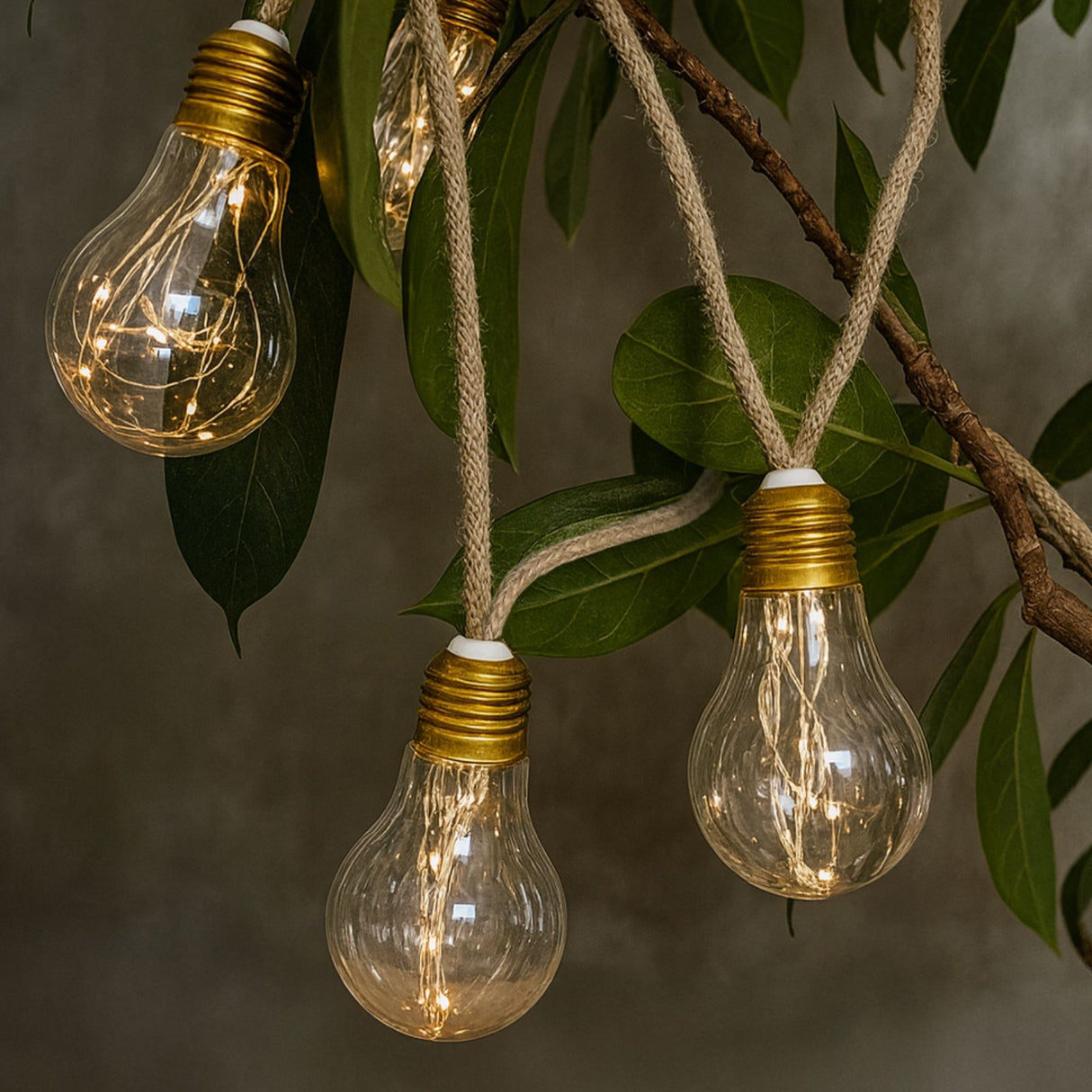 LED-Hanfseil-Lichterkette Solar-Leuchtkette Gartenbeleuchtung Lampe