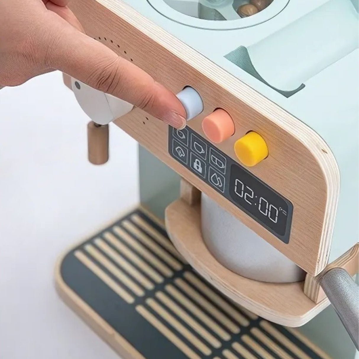 Kinder Spielzeug-Kaffeemaschine aus Holz mit Zubehör Kaffeeautomat