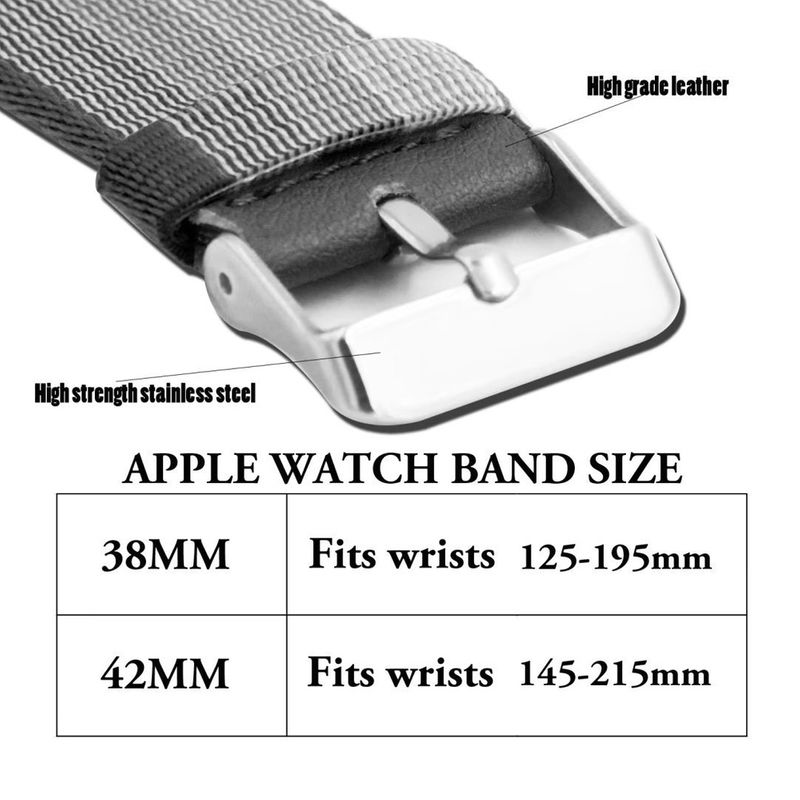 Apple Watch 44mm / 42mm Nylon Stoff Armband Schnalle mit Dorn WEISS