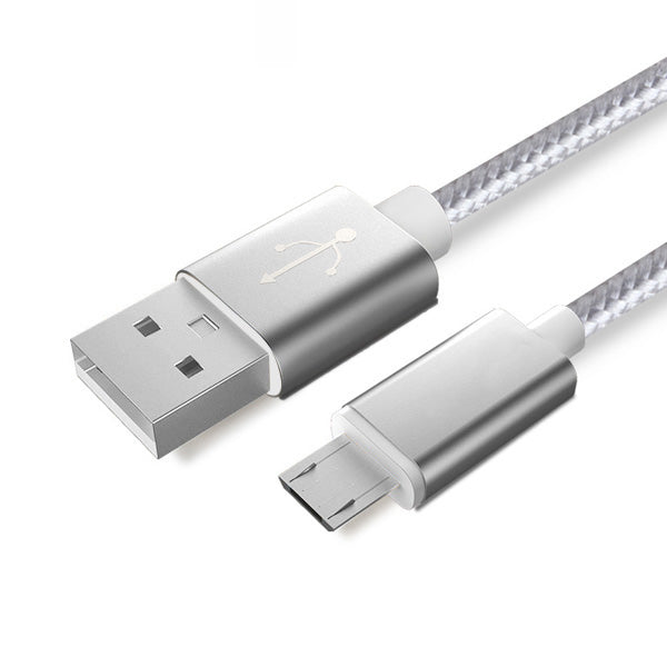Anki Micro USB Metall Ladekabel Stoff Datenkabel 1m SILBER