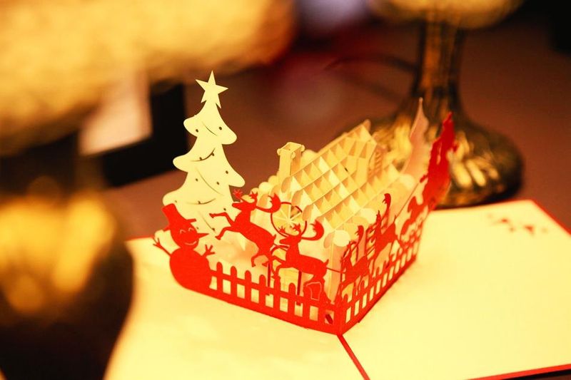 Handgemachte 3D Weihnachtskarte Winterschloss Grusskarte Festtagskarte