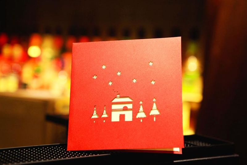 Handgemachte 3D Weihnachtskarte Winterschloss Grusskarte Festtagskarte