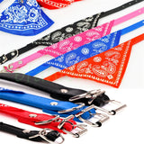 Hundehalsband mit Tuch Bandana Katze Einstellbar Leder Stoff M ROT