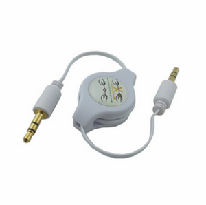 3.5mm Audio ausziehbares 1 Meter Kabel AUX Klinke Stereo WEISS