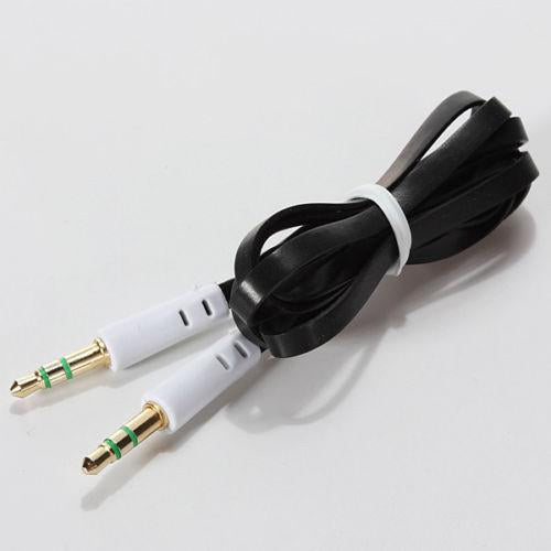 1m 3.5mm Audio AUX Klinke Stereo FLACH Kabel SCHWARZ