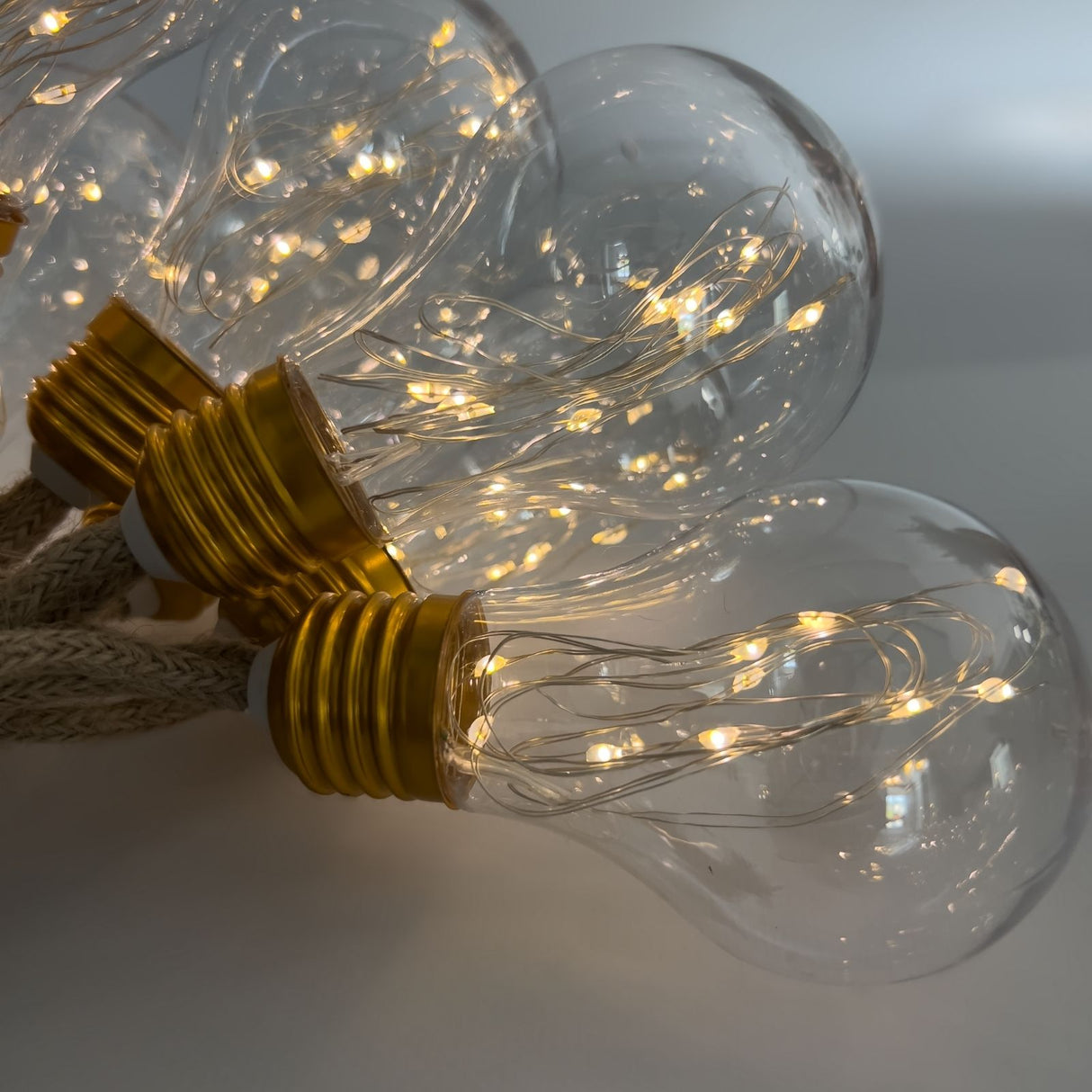 LED-Hanfseil-Lichterkette Lampe Gartenbeleuchtung Solar-Leuchtkette