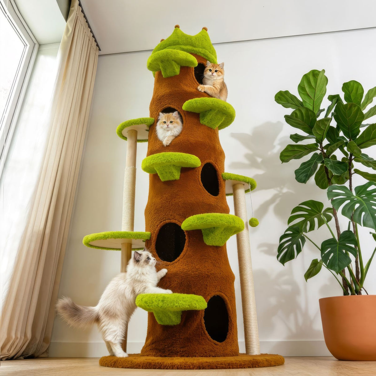 Kratzbaum mit Höhlen und Krone Katzenbaum Kratzmöbel Kletterbaum