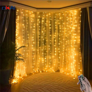 Lichterkette Lichtervorhang Dekoration Leuchtgirlande LED Warmweiss