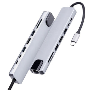 Dockingstation Multi USB-Hub USB-C 8in1 USB-A 3.0/2.0 HDMI microSD/SD RJ45