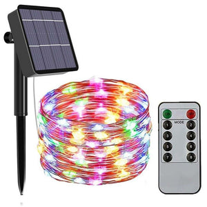 22m Gartenbeleuchtung Solar-Lichterkette Leuchtgirlande LED RGB
