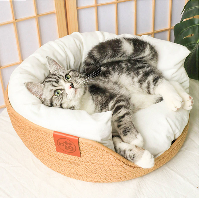 Katzenbett Katzennest Katzenkorb Katzensofa Katzenliege Bambus – Hermex.ch