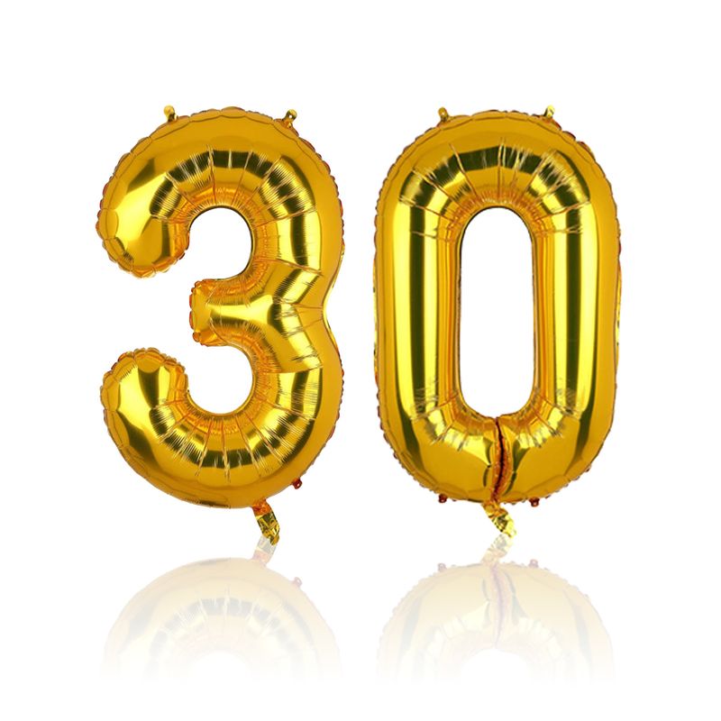 Zahlenballon Zahl 30 Folienballon Geburtstagsparty Ballon Golden 81cm