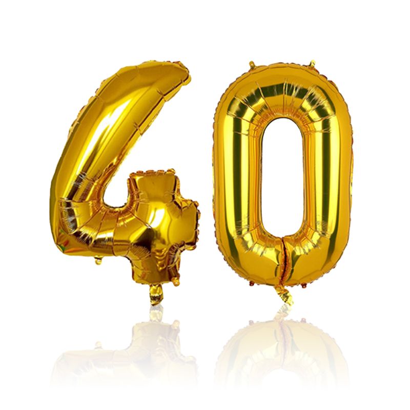 Zahlenballon Zahl 40 Golden Folienballon Luftballon Heliumballon 81cm