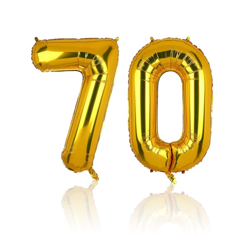 Zahlenballon Zahl 70 Folienballon Luftballon Heliumballon Golden 81cm