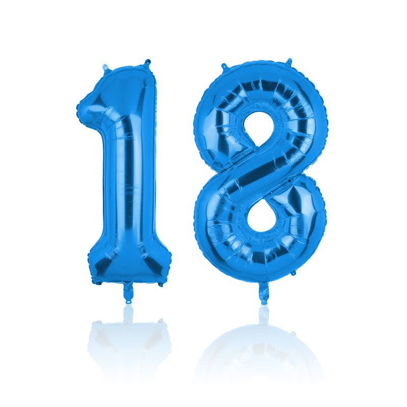 Folienballon Zahl 18 Zahlenballon Luftballon Heliumballon Blau 81cm