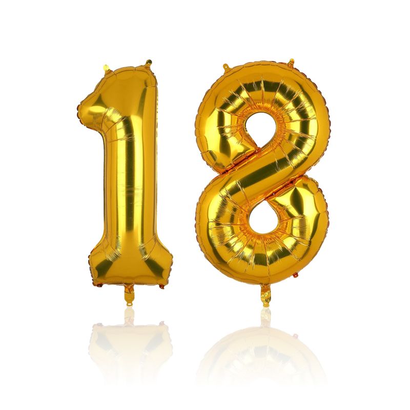 Zahlenballon Zahl 18 Folienballon Geburtstagsparty Ballon Golden 40cm