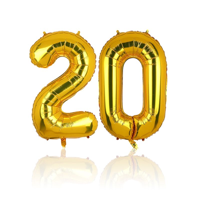 Folienballon Zahl 20 Zahlenballon Heliumballon Luftballon Golden 40cm