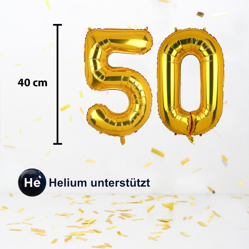 Folienballon Zahl 50 Golden Zahlenballon Geburtstagsparty Ballon 40cm