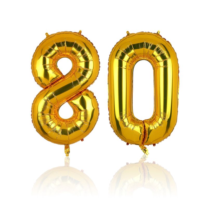 Zahlenballon Zahl 80 Folienballon Luftballon Heliumballon Golden 40cm