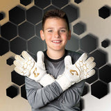 Fussballhandschuhe Kralle Junior Pro 3.0 Gr. 5 Golden Torwart Keeper Goalie Handschuhe