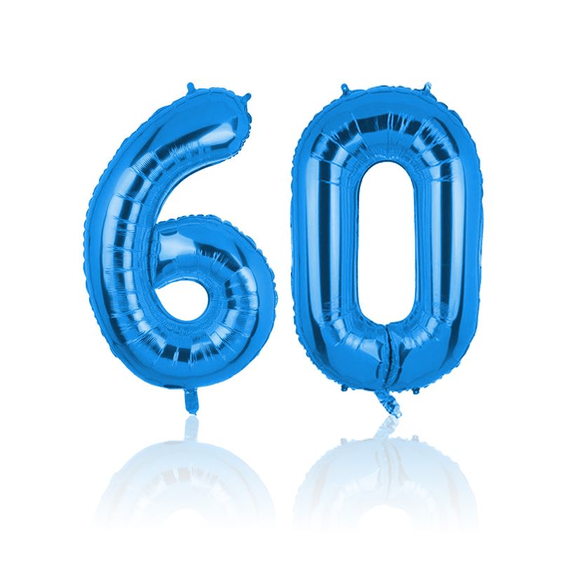 Zahlenballon Zahl 60 Blau Folienballon Heliumballon Luftballon 40cm