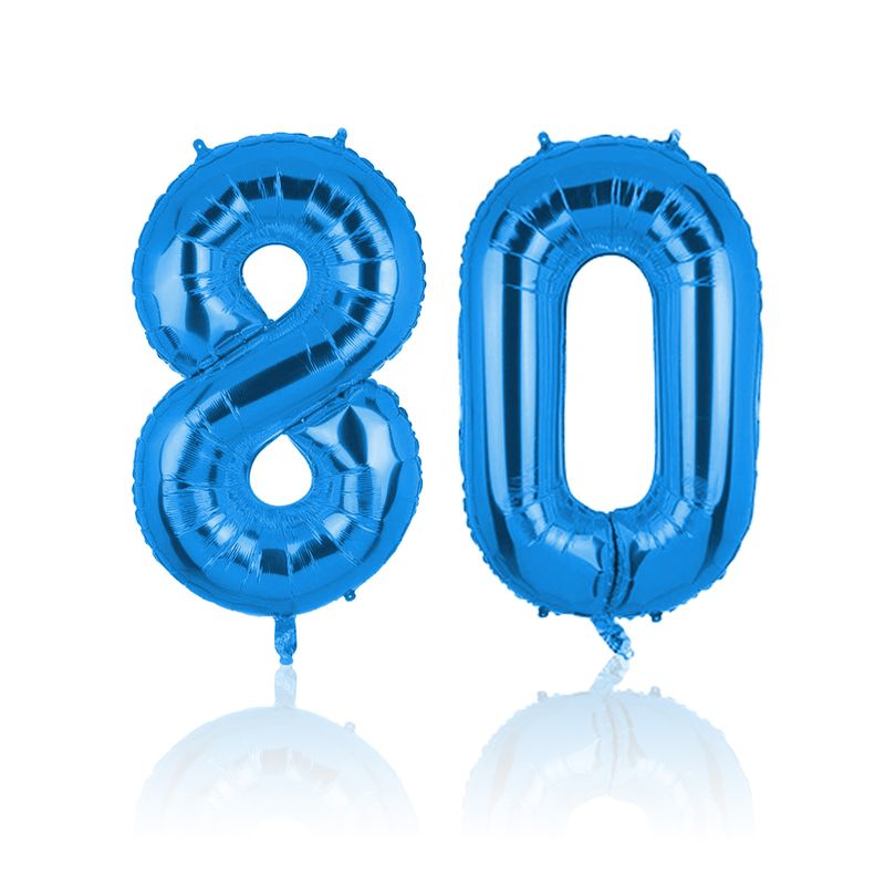 Zahlenballon Zahl 80 Folienballon Geburtstagsparty Ballon Blau 40cm