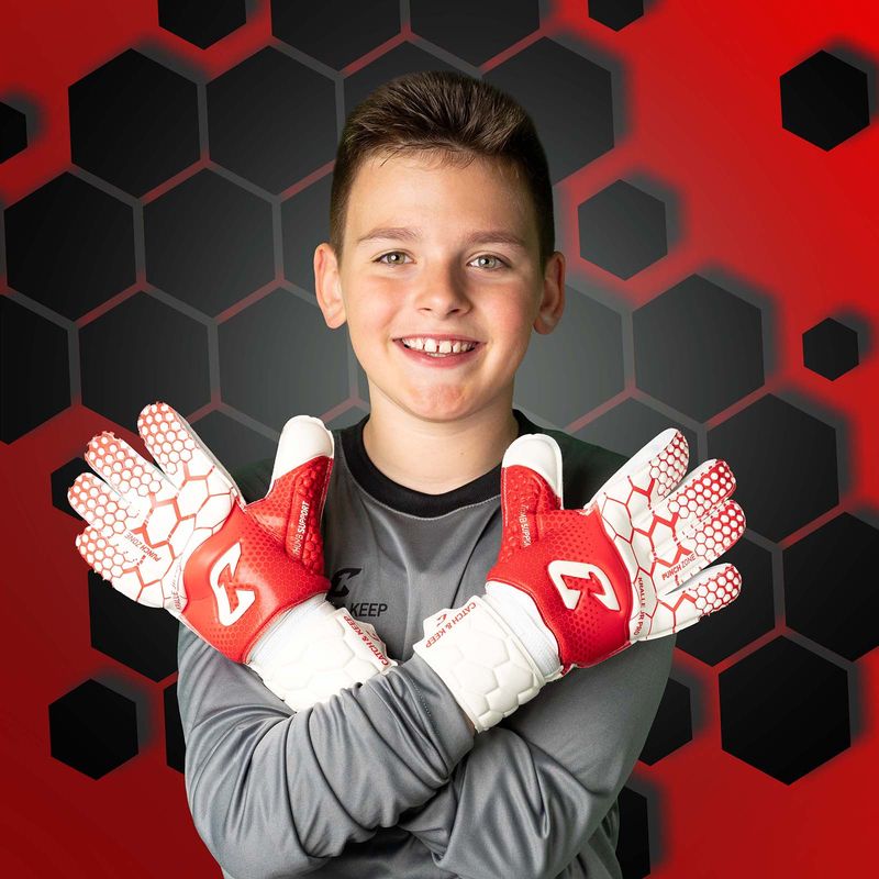 Fussballhandschuhe Kralle Junior Pro 3.0 Gr. 5 Rot Torwart Keeper Goalie Handschuhe