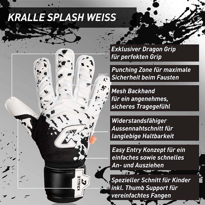 Fussballhandschuhe Kralle Splash Gr. 7 Weiss Torwart Keeper Goalie Handschuhe