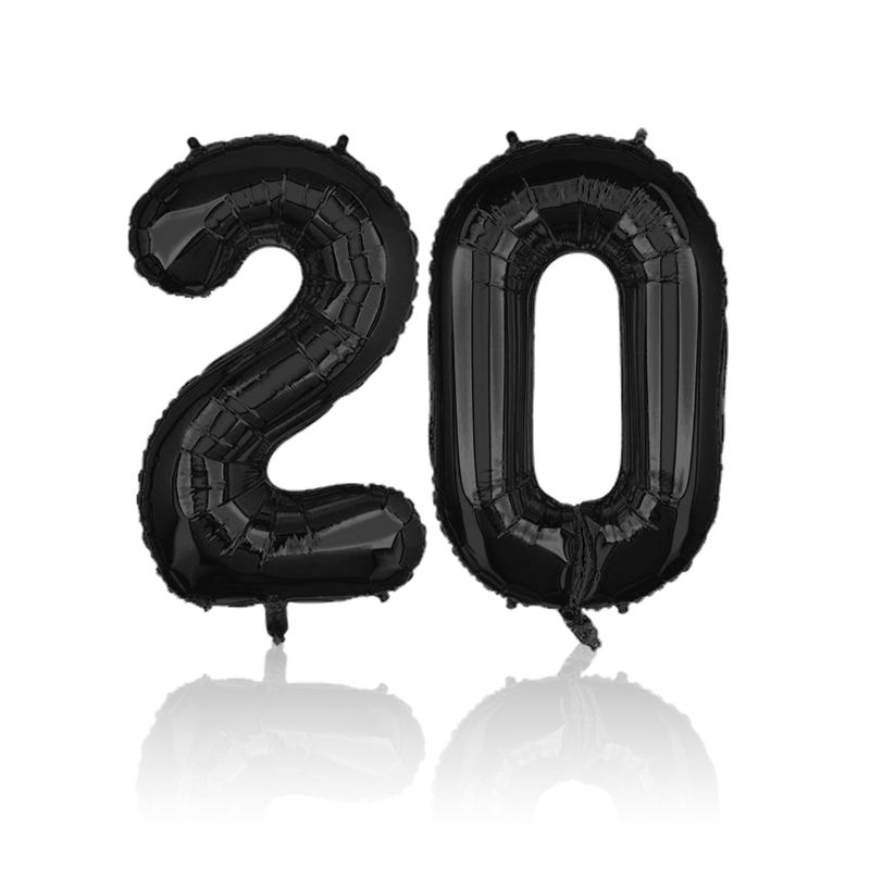 Folienballon Zahl 20 Zahlenballon Geburtstagsparty Ballon Schwarz 40cm