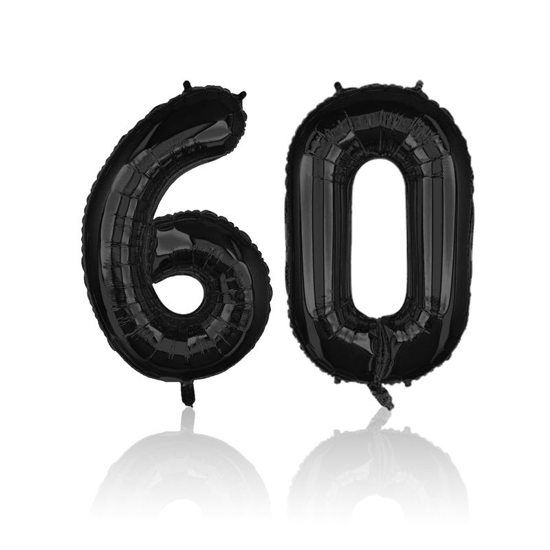 Folienballon Zahl 60 Zahlenballon Heliumballon Luftballon Schwarz 40cm