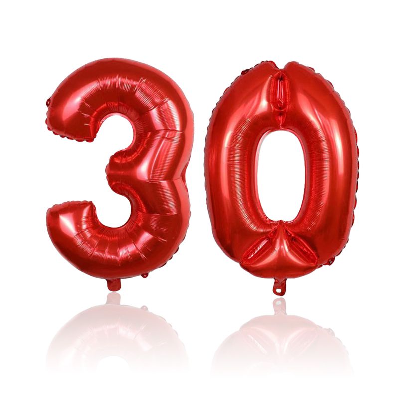 Folienballon Zahl 30 Rot Zahlenballon Heliumballon Luftballon 40cm