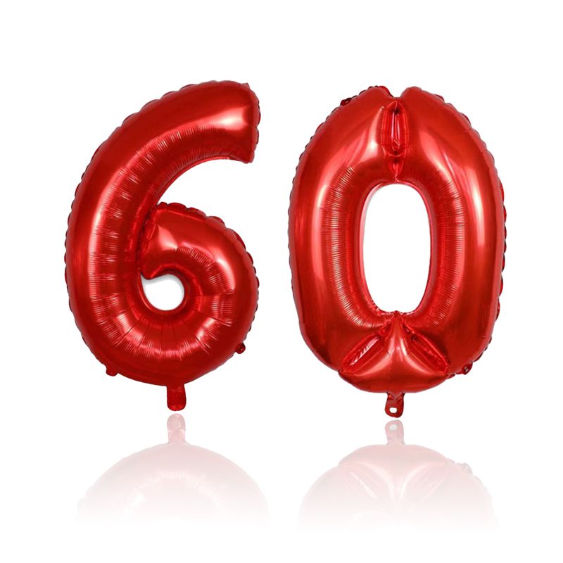 Zahlenballon Zahl 60 Folienballon Luftballon Heliumballon Rot 40cm