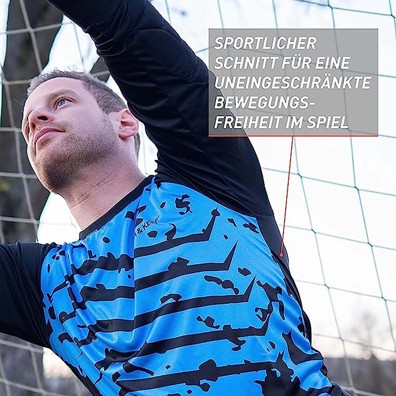 Trikot Protection Torwarttrikot Gr. 128 Blau-Schwarz Fussball Torwart Shirt Oberteil