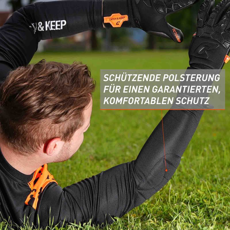 Trikot Protection Torwarttrikot Gr. M Orange-Schwarz Fussball Torwart Shirt Oberteil